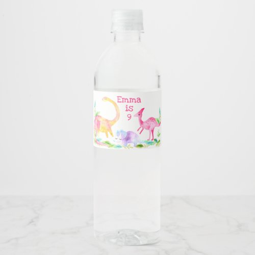 Dinosaurs with custom text water bottle label