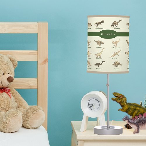 Dinosaurs with names Pattern Table Lamp