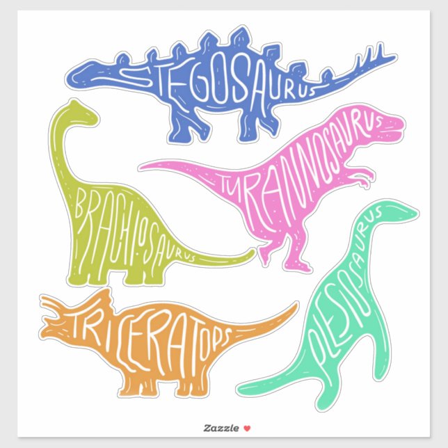 Dinosaurs with Names Sticker (Sheet)