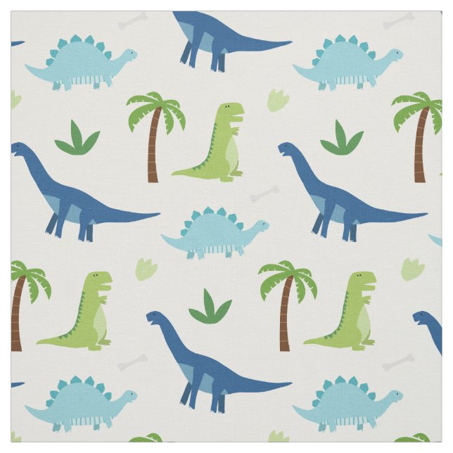 Dinosaurs with T-Rex, Brachiosaurus, Stegosaurus Fabric (Swatch)