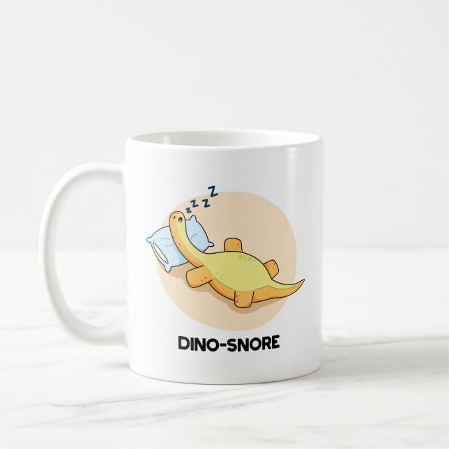 Dinosnore Funny Sleeping Dinosaur Pun  Coffee Mug (Left)