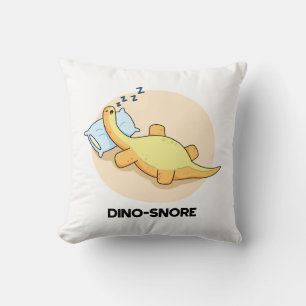 Dinosnore Funny Sleeping Dinosaur Pun Throw Pillow