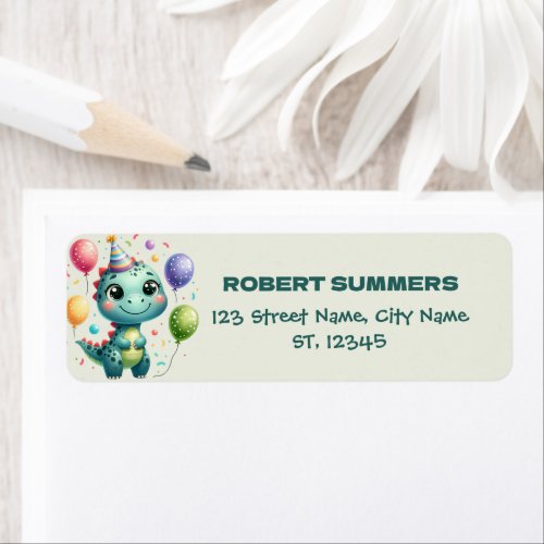Dinosours Kids Birthday Party Label