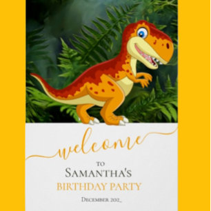 DINOSUAR Birthday T Rex, gold Poster