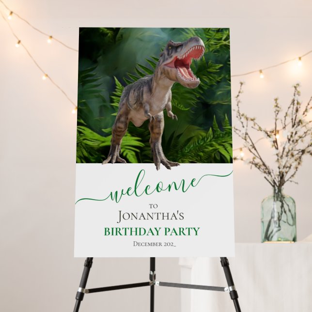 DINOSUAR Boy T Rex, Jurassic Jungle Birthday Foam Board (In Situ (Stand))