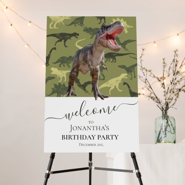 DINOSUAR Boy T Rex, Jurassic Pattern Birthday Foam Board (In Situ (Stand))