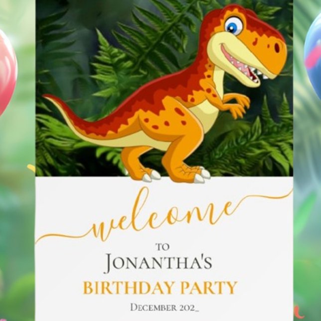 DINOSUAR T Rex, Girl Birthday Gold Birthday Foam Board (Celebrate your little one's special day with a stunning T-Rex birthday foam decoration!)