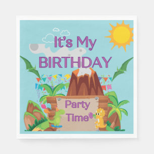 Dinosuar Volcano Boy Birthday Party  Napkins
