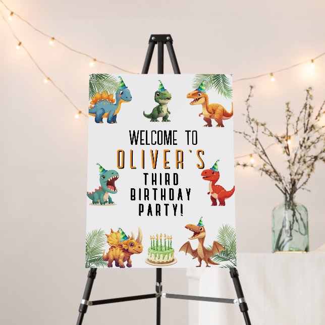 Dinsoaur birthday Party Welcome Sign (In Situ (Stand))