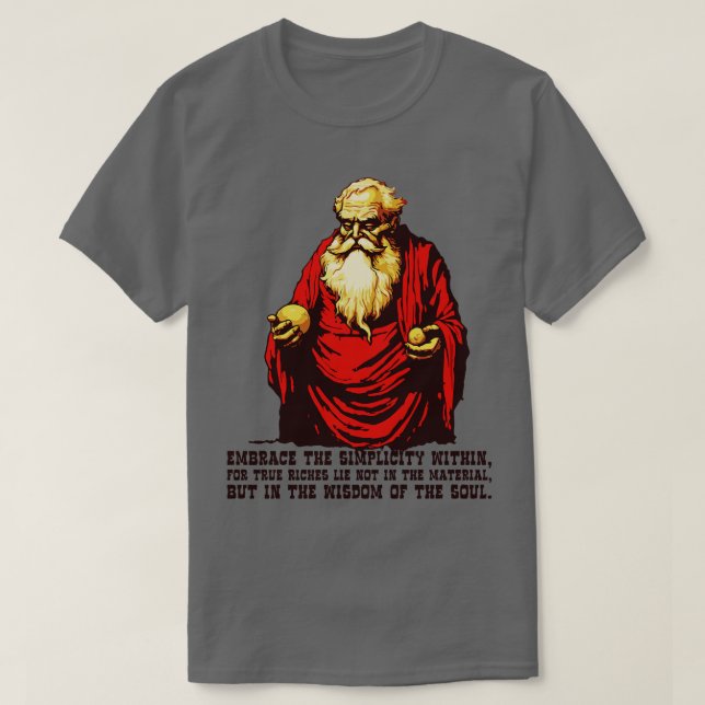 Diogenes Philosophers Wisdom on Simplicity T-Shirt (Design Front)