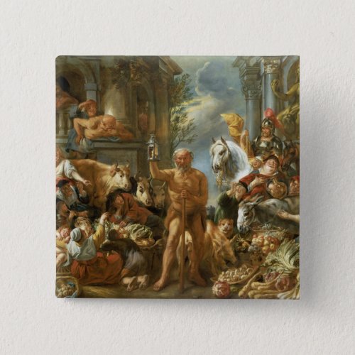 Diogenes Searching for an Honest Man c1650_55 o Button