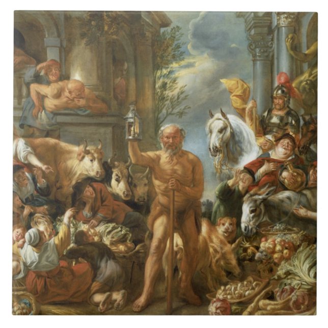 Diogenes Searching for an Honest Man, c.1650-55 (o Ceramic Tile (Front)