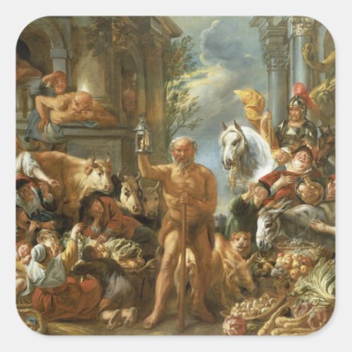 Diogenes Searching for an Honest Man c1650_55 o Square Sticker
