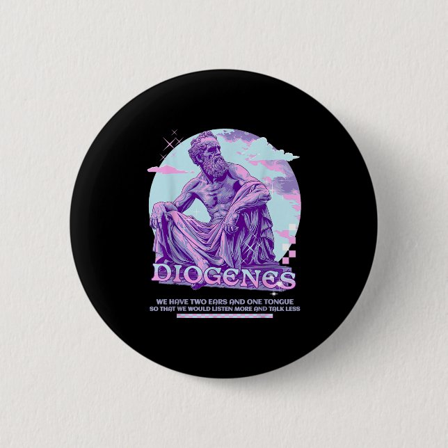 Diogenes Y2k Pastel Aesthetic Stoic Quote Funny St Button (Front)