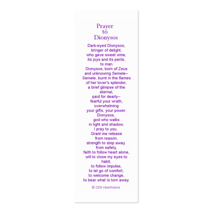 Dionysos Prayer Card Business Card Template