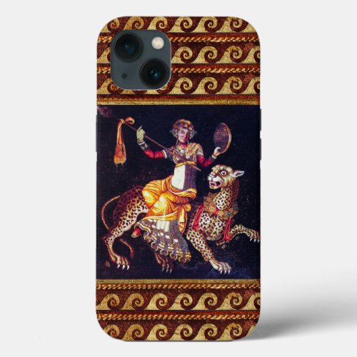 DIONYSOS WITH A SPEAR RIDING LEOPARD Greek Mosaic  iPhone 13 Case