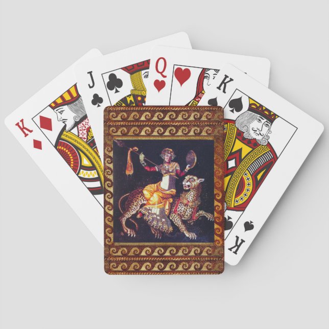 DIONYSOS WITH A SPEAR RIDING LEOPARD Greek Mosaic  Poker Cards (Back)