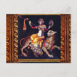 DIONYSOS WITH A SPEAR RIDING LEOPARD Greek Mosaic Postcard