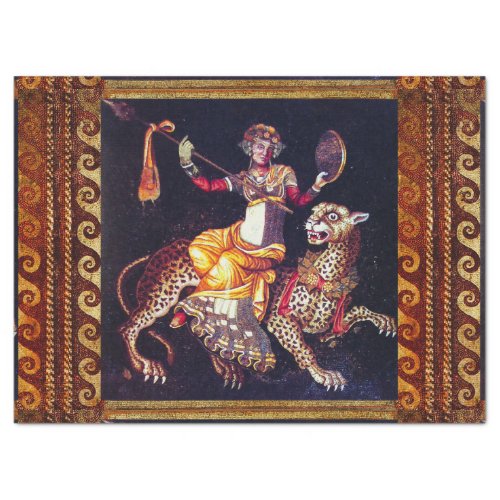 DIONYSOS WITH A SPEAR RIDING LEOPARD Greek Mosaic  Tissue Paper