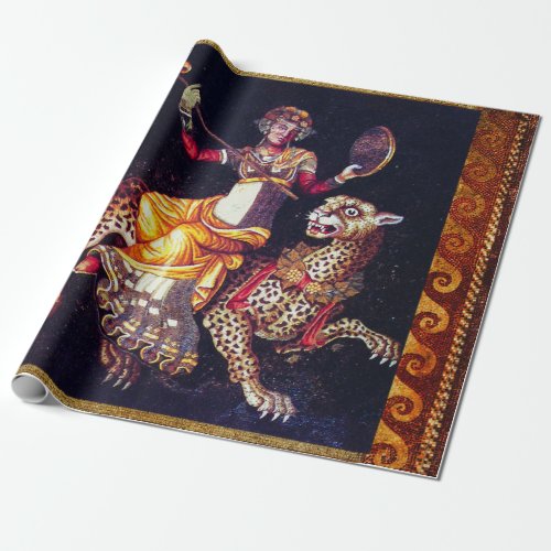 DIONYSOS WITH A SPEAR RIDING LEOPARD Greek Mosaic  Wrapping Paper