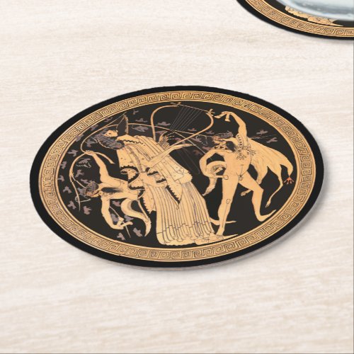 Dionysus and the Satyrs Round Paper Coaster
