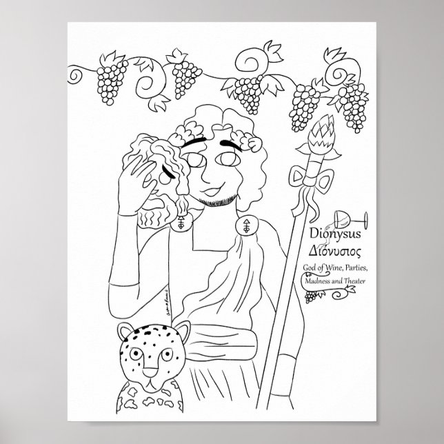 Dionysus Coloring Page Print (Front)