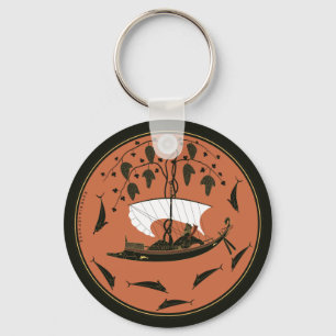 Dionysus Cup: Greek God on Ship  Vines & Dolphins Keychain