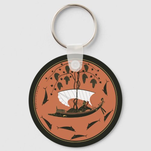 Dionysus Cup Greek God on Ship  Vines  Dolphins Keychain