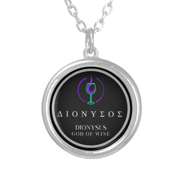 Dionysus Greek God of Wine Silver Plated Necklace (Front)