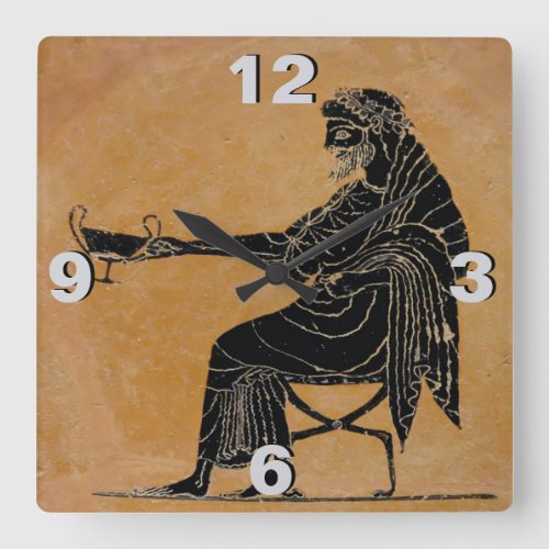 Dionysus with Wine Cup Square Wall Clock