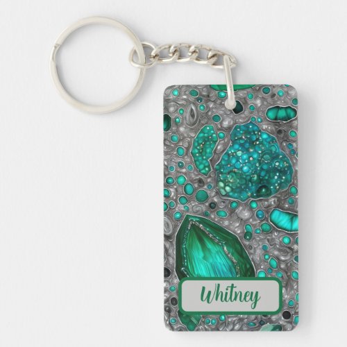 Dioptase and Silver Inspired Keychain 04