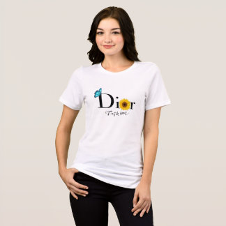 Dior Fashion T-Shirt with Butterfly and Sunflower Tri-Blend Shirt
