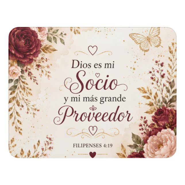 Dios es mi Socio Christian Door Sign (Contemporary Front)