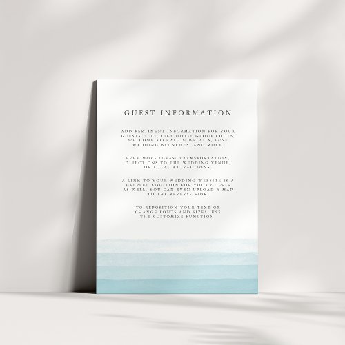 Dip Dye Guest Details Enclosure Card  Aqua