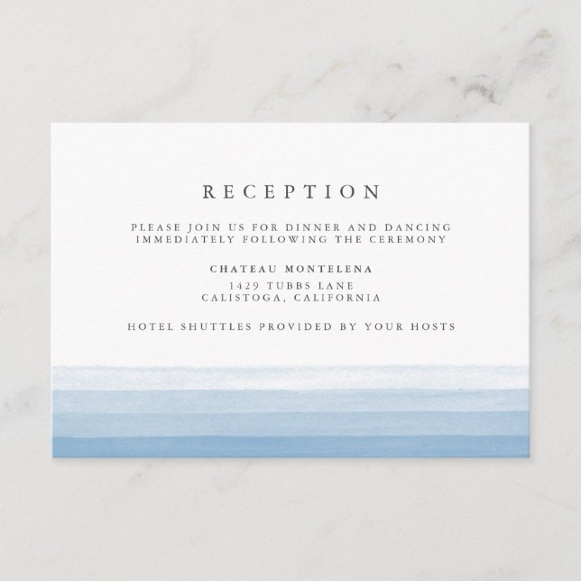 Dip Dye Watercolor Reception Card | Sky (Front)