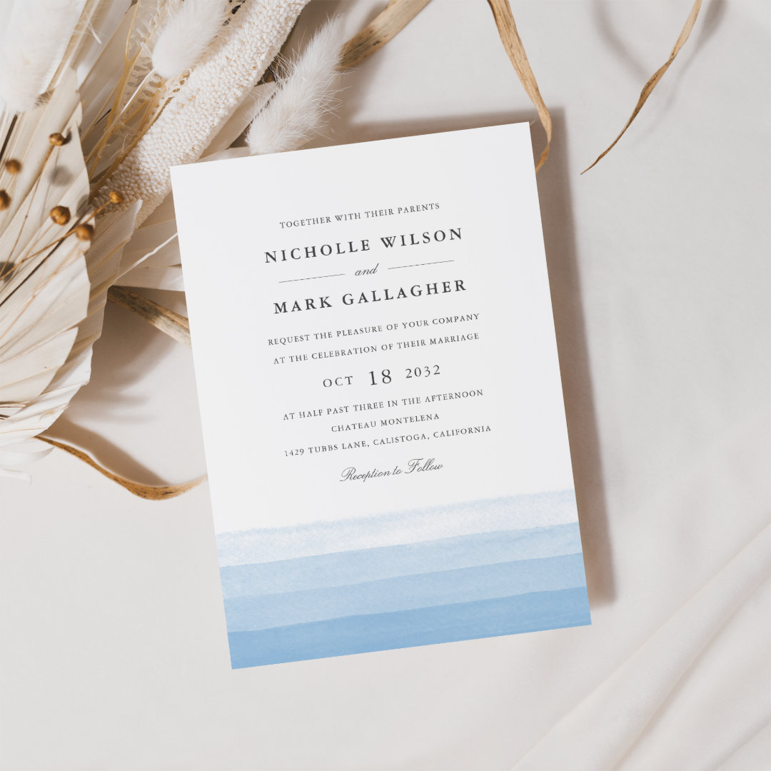 Dip Dye Watercolor Wedding Invitation | Sky