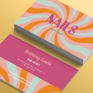 Dip Swirl Pattern Nail Salon Business Card