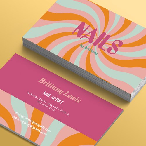 Dip Swirl Pattern Nail Salon  Business Card