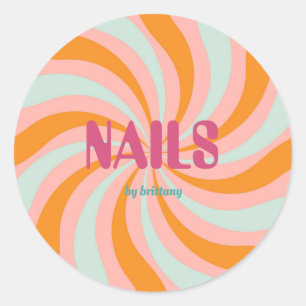 Dip Swirl Pattern Nail Salon Classic Round Sticker