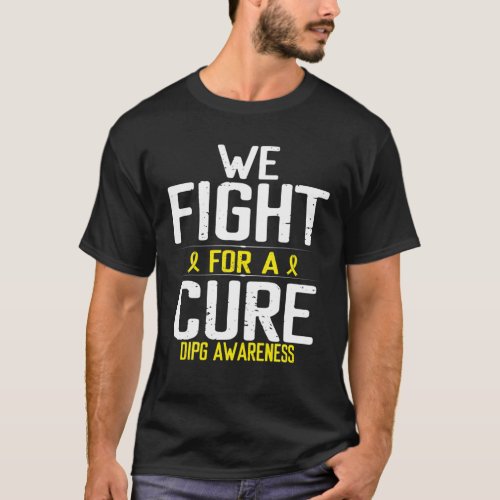 DIPG Awareness Fight For A Cure Yellow Ribbon Glia T_Shirt