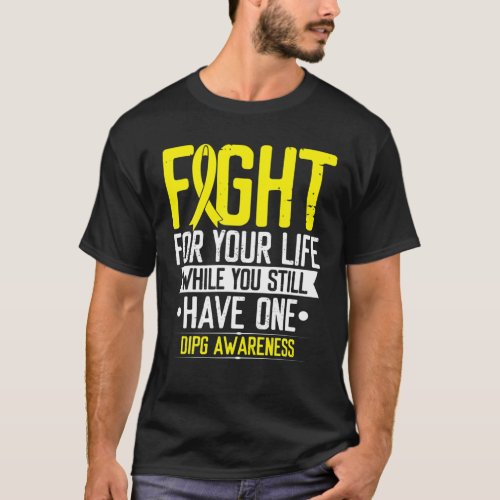 DIPG Awareness Warrior Glial Cancer Fighter Yellow T_Shirt