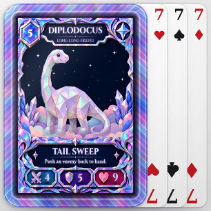 Diplodocus Dinosaur, Rainbow Foil Art Poker Cards