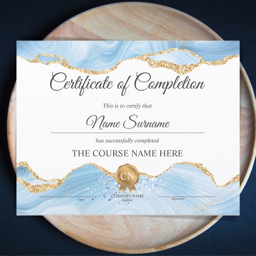 Diploma Certificate of Completion Achievement Blue
