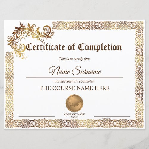 Diploma Certificate of Completion Award Course 
