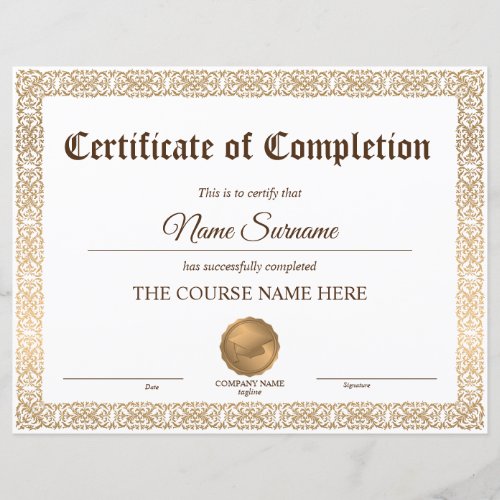 Diploma Certificate of Completion Award Course 