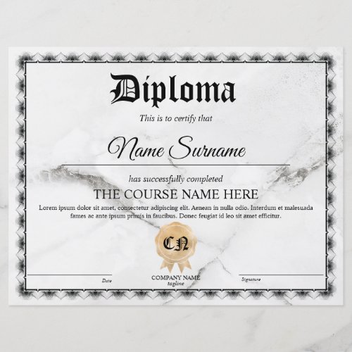 Diploma Certificate of Participation Award Course 