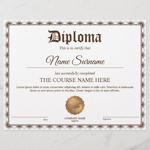 Diploma Certificate of Participation Award Course 