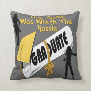 Diploma Gold Grad Cap (Female) Throw Pillow
