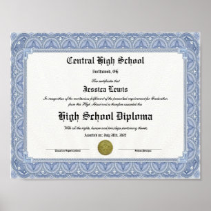 Diploma Keepsake for High School Graduation Poster