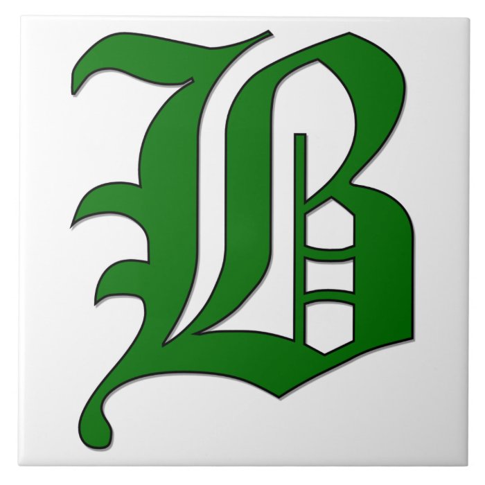 Diploma Letter B in Green Monogram Tile